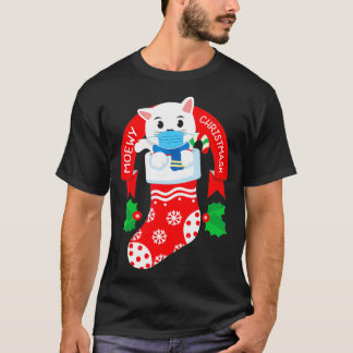かわいい猫顔マスクおもしろいクリスマスパジャマ Tシャツ