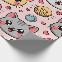 かわいい猫顔包装紙-かわいい子猫プレゼント