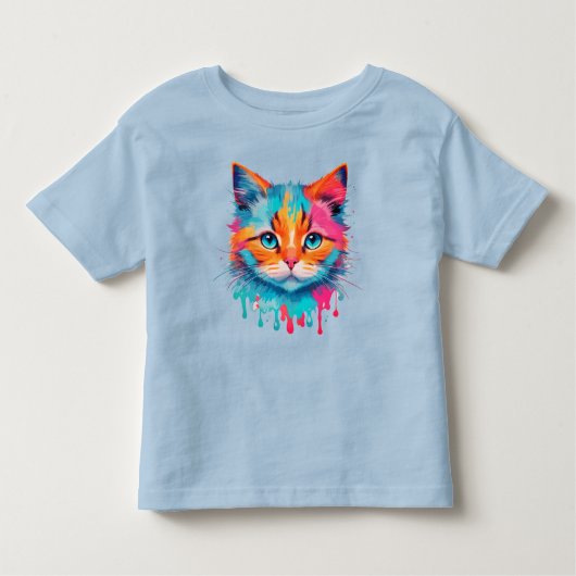 かわいい猫顔数々の色のデザイン トドラーTシャツ (正面)