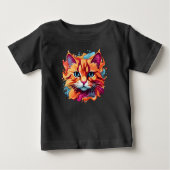 かわいい猫顔数々の色のデザイン ベビーTシャツ (正面)