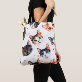 かわいい猫顔柄トートバッグスタイリッシュ&耐久性 トートバッグ