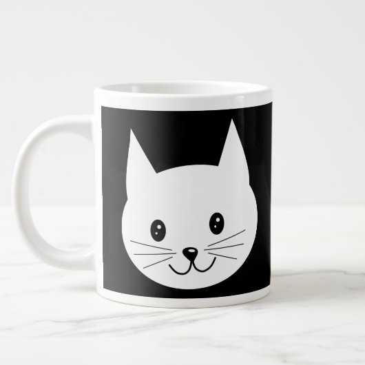 かわいい猫顔。 ジャンボコーヒーマグカップ (左)