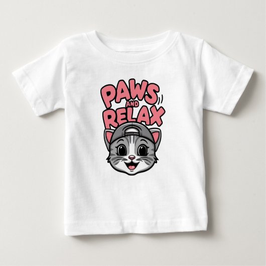 かわいい猫顔 ベビーTシャツ (正面)