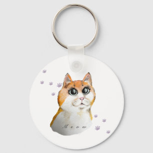 かわいい猫顔。赤い猫コーヒーマグはがき キーホルダー