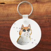 かわいい猫顔。赤い猫コーヒーマグはがき キーホルダー (正面)