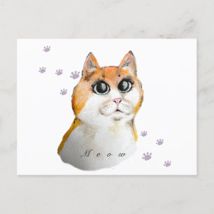かわいい猫顔。赤い猫コーヒーマグ ポストカード