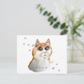 かわいい猫顔。赤い猫コーヒーマグ ポストカード (スタンド正面)