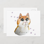 かわいい猫顔。赤い猫コーヒーマグ ポストカード (正面/裏面)