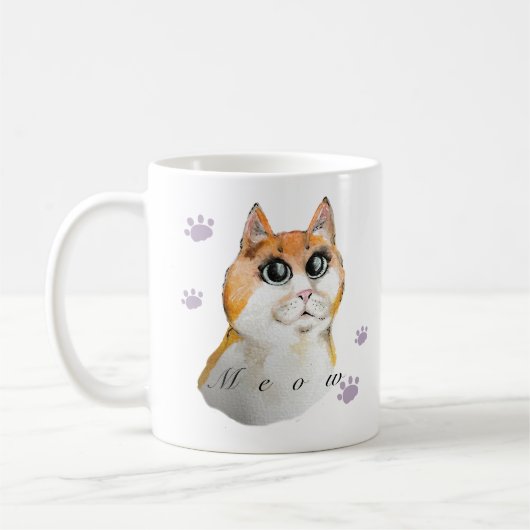 かわいい猫顔。赤い猫 コーヒーマグカップ (左)