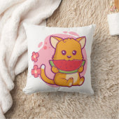 かわいい猫食べのスイカ |かわいい クッション (ブランケット)