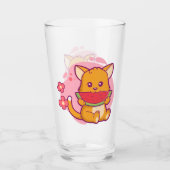 かわいい猫食べのスイカ |かわいい タンブラーグラス (正面)