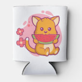 かわいい猫食べのスイカ |かわいい 缶クーラー (正面)