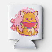 かわいい猫食べのスイカ |かわいい 缶クーラー (裏面)
