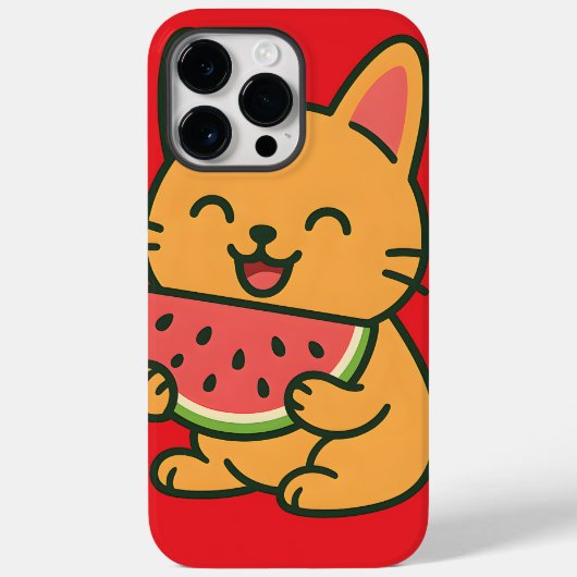 かわいい猫食べのスイカ – かわいいiPhone 14 Pro Case-Mate iPhoneケース (裏面)