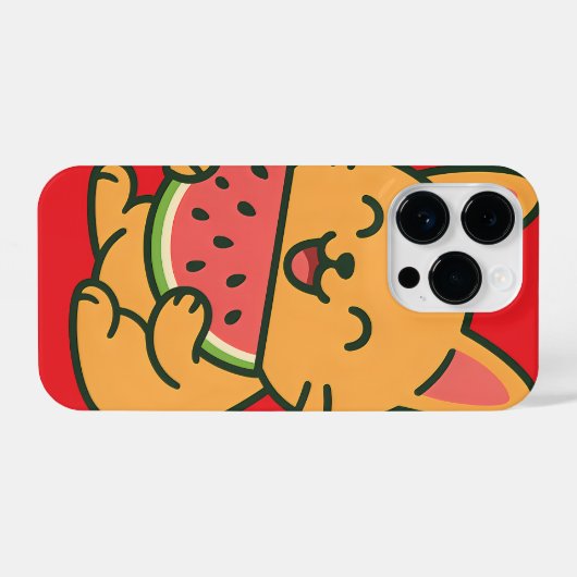 かわいい猫食べのスイカ – かわいいiPhone 14 Pro iPhoneケース (裏面横)