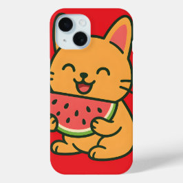 かわいい猫食べのスイカ – かわいいiPhone 15 iPhone 15ケース