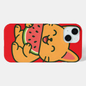 かわいい猫食べのスイカ – かわいいiPhone 15 Case-Mate iPhoneケース (裏面 (横))