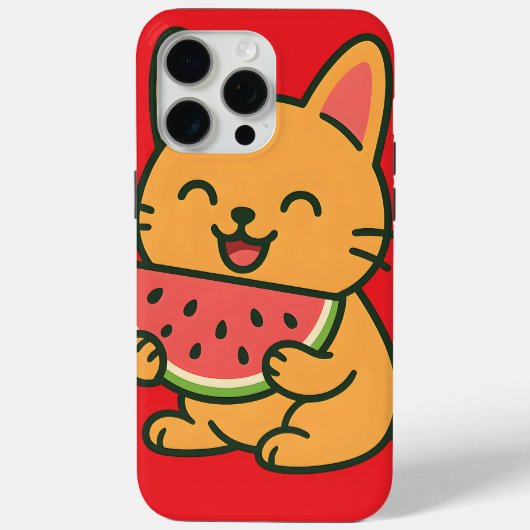 かわいい猫食べのスイカ – かわいいiPhone 15 Pro Case-Mate iPhoneケース (裏面)