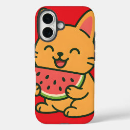 かわいい猫食べのスイカ – iPhone おもしろい C iPhone 16ケース