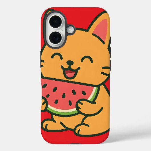 かわいい猫食べのスイカ – iPhone おもしろい C Case-Mate iPhoneケース (裏面)