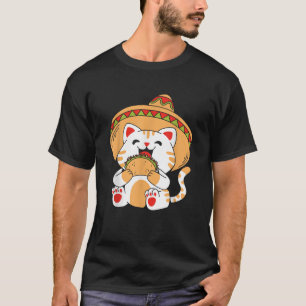 かわいい猫食べのタコ Tシャツ