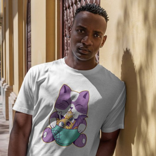 かわいい猫食べのハロウィンラーメン Tシャツ