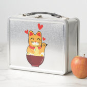 かわいい猫食べのラーメン猫好きプレゼント メタルランチボックス (インサイチュ)