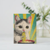 かわいい猫食べのラーメン|過去記事 ポストカード (スタンド正面)