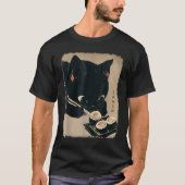 かわいい猫食べの寿司アニメ日本のキュート猫 Tシャツ (正面)
