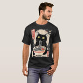 かわいい猫食べラーメンのアおもしろいニメ Tシャツ (正面フル)