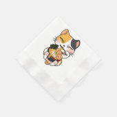 かわいい猫食べラーメンのペット日本の好き 縁ありカクテルナプキン (角)