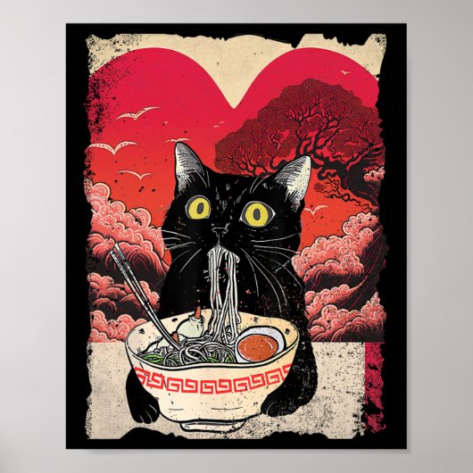 かわいい猫食べラーメンのラーメンが私の価 ポスター (正面)