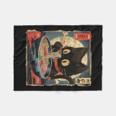 かわいい猫食べラーメンヴィンテージ日本のM フリースブランケット (正面(横))