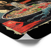 かわいい猫食べラーメンヴィンテージ日本のM ポスター (角)