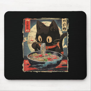 かわいい猫食べラーメンヴィンテージ日本のM マウスパッド
