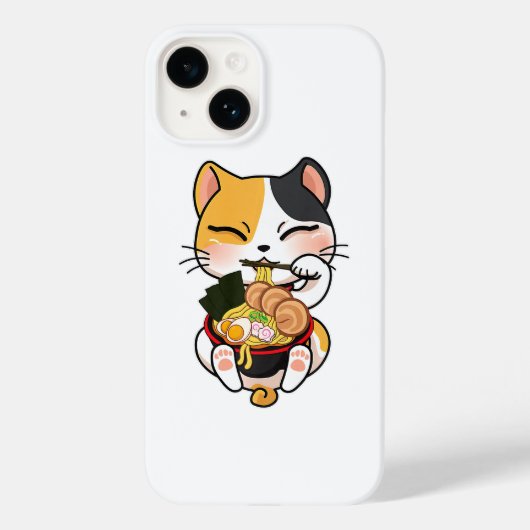かわいい猫食べラーメン食日本の猫好き Case-Mate iPhoneケース (裏面)