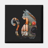 かわいい猫食べラーメン食日本の食Anim マグネット (正面)