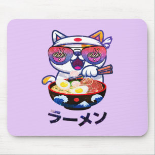 かわいい猫食べラーメン – かわいい日本の麺 マウスパッド