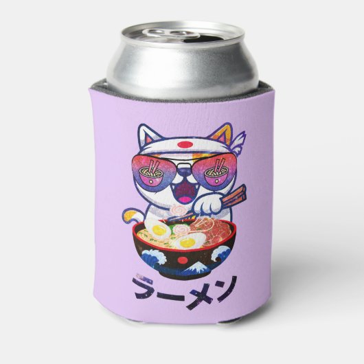 かわいい猫食べラーメン – かわいい日本の麺 缶クーラー (缶裏面)