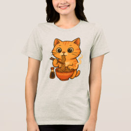 かわいい猫食べラーメン トライブレンドＴシャツ