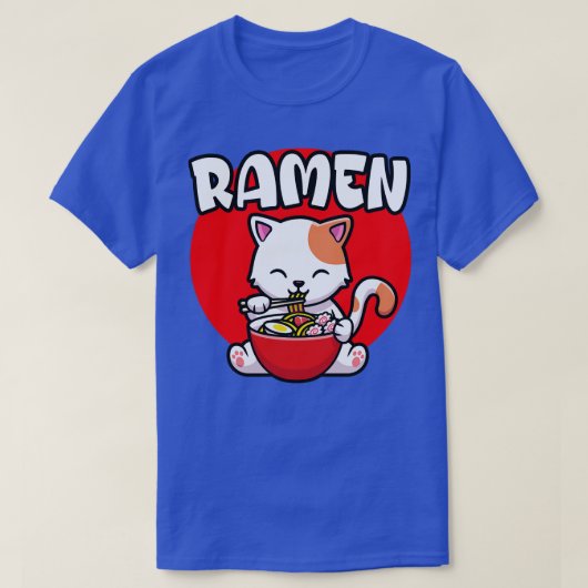 かわいい猫食べラーメン Tシャツ (デザイン正面)