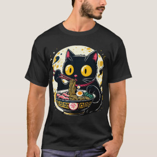 かわいい猫食べラーメンGIFティーン Tシャツ
