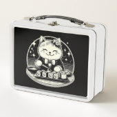 かわいい猫食べ物のすし日本のかわいい メタルランチボックス (正面)