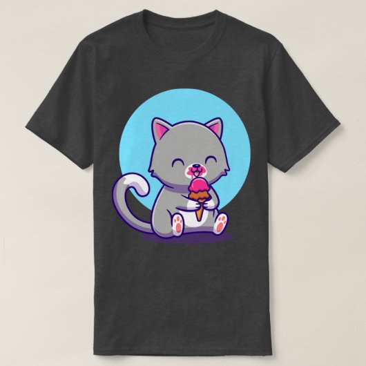 かわいい猫食べ物のアイスクリーム Tシャツ (デザイン正面)