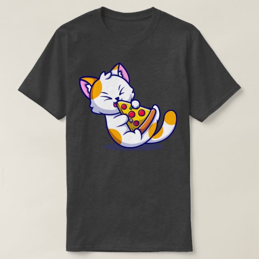 かわいい猫食べ物のピザまんが Tシャツ (デザイン正面)