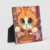 かわいい猫食べ物ラーメン フォトプラーク (正面)