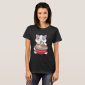 かわいい猫食べ物ラーメン Tシャツ (正面フル)