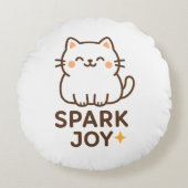 「かわいい猫飾り枕 – Spark Joy ラウンドクッション (正面)