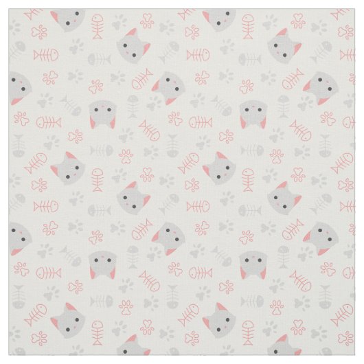 かわいい猫骨 ファブリック (見本)