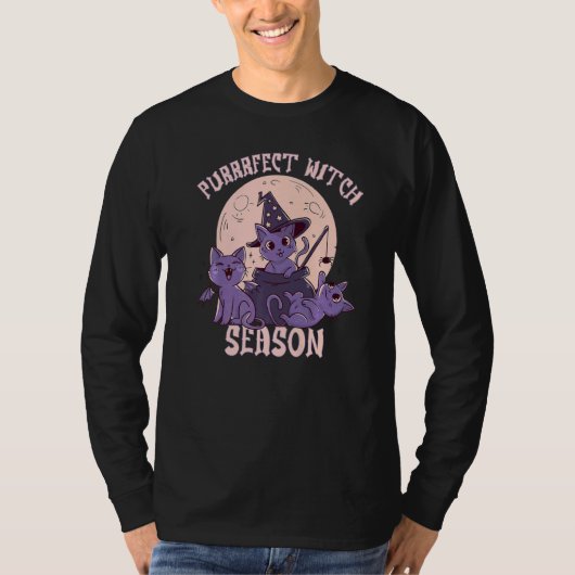 かわいい猫魔女のハロウィーン ネコちゃん用 Tシャツ (正面)